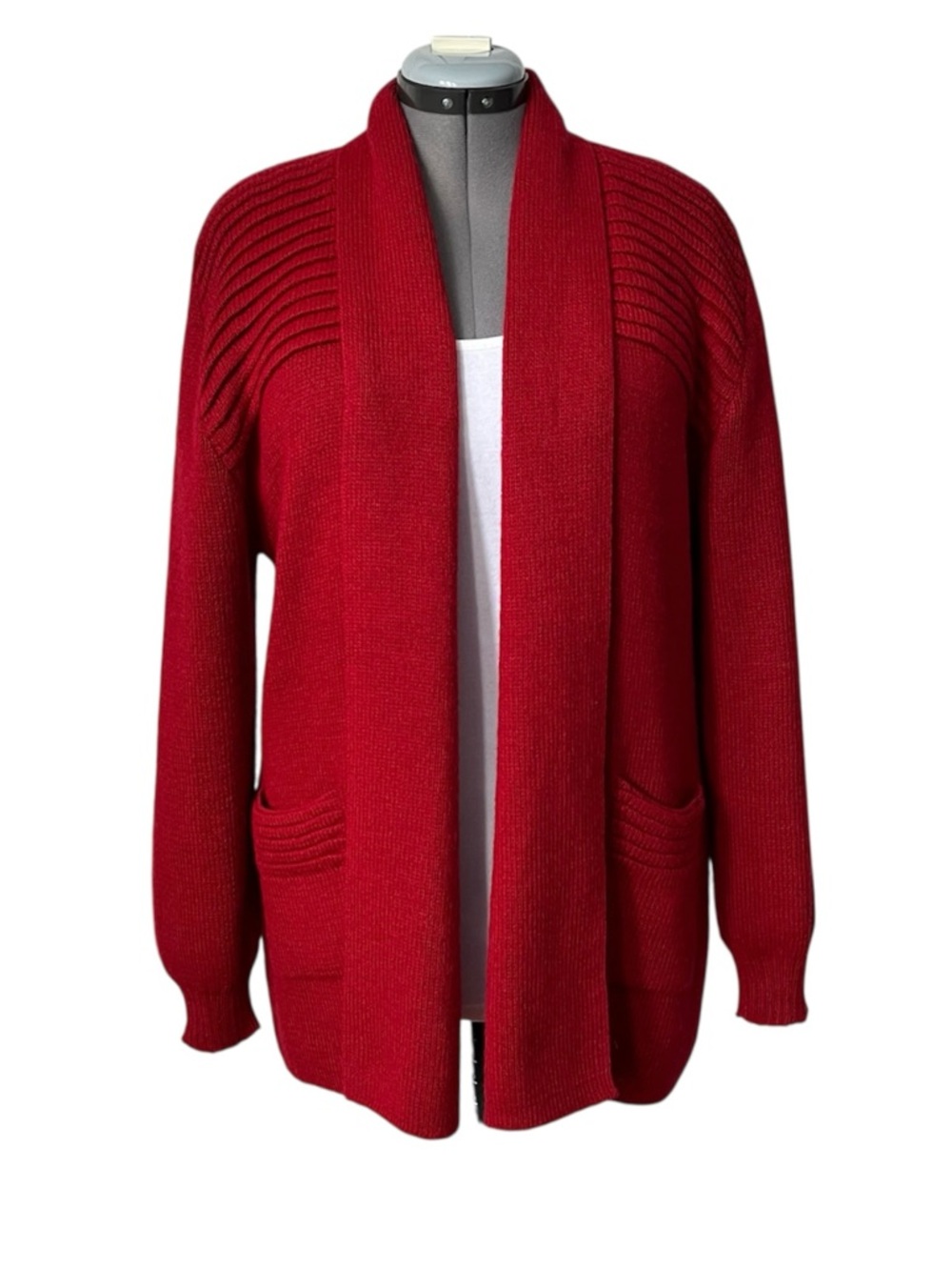 Alpaca Connection Alpaca open front cardigan red L
